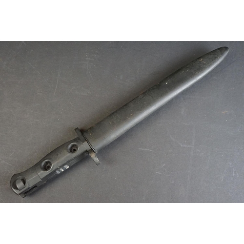 55 - A British military issued L1A1 bayonet, broad arrow mark to blade, black handle / grip, complete wit... 