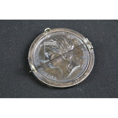 6 - A British full size Egypt 1882 Medal, mounted within a silver spinning brooch mount, Queen Victoria ... 