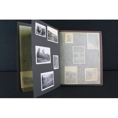 61 - A Genuine World War Two German soldiers photograph album complete with contents of seventy two photo... 