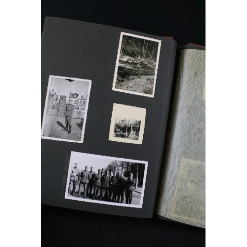 61 - A Genuine World War Two German soldiers photograph album complete with contents of seventy two photo... 