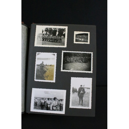 61 - A Genuine World War Two German soldiers photograph album complete with contents of seventy two photo... 