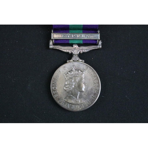 7 - A British full size General Service Medal / G.S.M. with Cyprus clasp, correctly named and issued to ... 