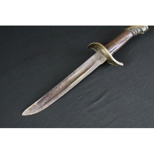 94 - A modified French 1822 cavalry light sabre cut down fighting knife, blade marked 348, blade measures... 