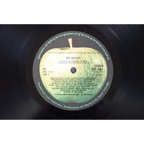 18 - Vinyl - 4 The Beatles LPs to include The White Album (top loader, stereo pressing ,No. 0416677, Mfd.... 