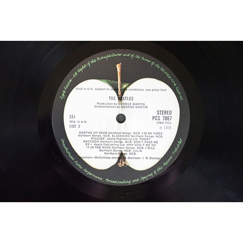 18 - Vinyl - 4 The Beatles LPs to include The White Album (top loader, stereo pressing ,No. 0416677, Mfd.... 