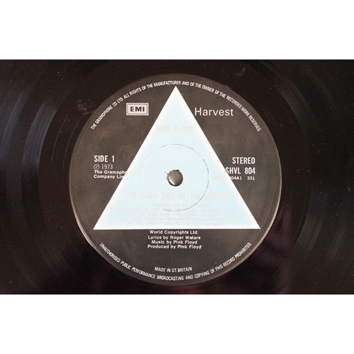 3 - Vinyl - Pink Floyd - Dark Side Of The Moon LP on Harvest SHVL 804. Solid blue triangle labels. Black... 