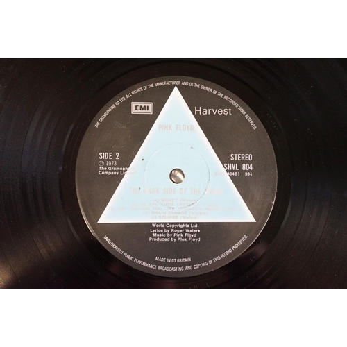 3 - Vinyl - Pink Floyd - Dark Side Of The Moon LP on Harvest SHVL 804. Solid blue triangle labels. Black... 