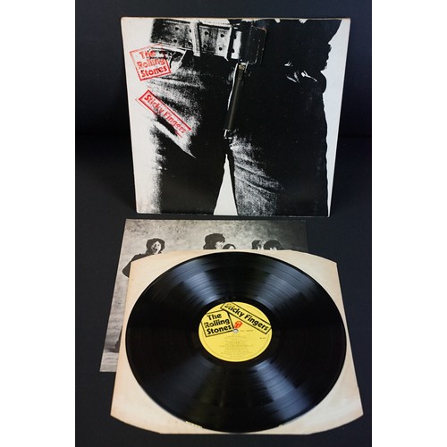 129 - Vinyl - 13 Rolling Stones LPs to include Sticky Fingers (working zip), Let It Bleed (boxed Decca ste... 