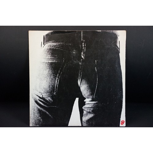 129 - Vinyl - 13 Rolling Stones LPs to include Sticky Fingers (working zip), Let It Bleed (boxed Decca ste... 