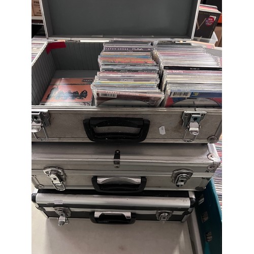 612 - CDs - Over 450 Rock & Pop CD singles and 16 albums, along with three metal storage cases