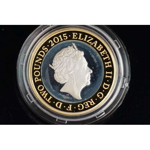 100 - A collection of four Royal Mint Queen Elizabeth II £2 silver proof coins to include 2015, 2014, 2016... 