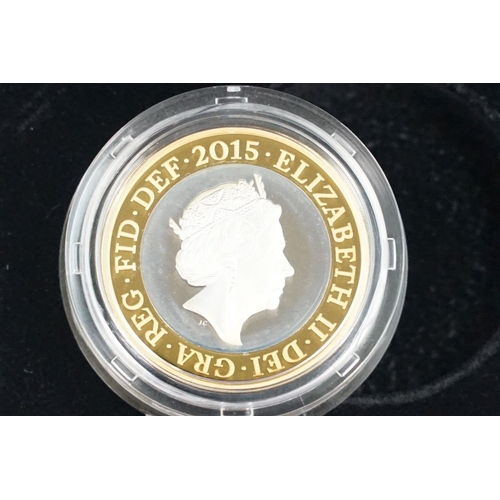 103 - A collection of three Royal Mint Queen Elizabeth II £2 silver proof coins to include 1995, 2015 and ... 