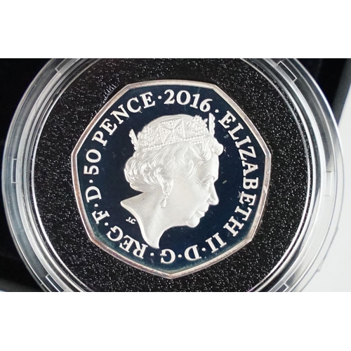 109 - A collection of four Royal Mint Queen Elizabeth II 50p silver proof coins to include 2014, 2015, 201... 