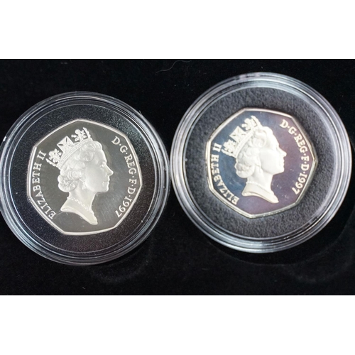 113 - A collection of three Royal Mint Queen Elizabeth II 50p silver proof coins to include 1994, 1998 and... 