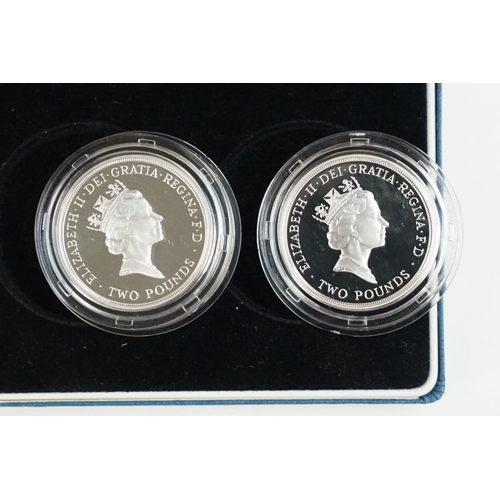 114 - A collection of four Royal Mint Queen Elizabeth II £2 silver proof coin two coin sets to include 198... 