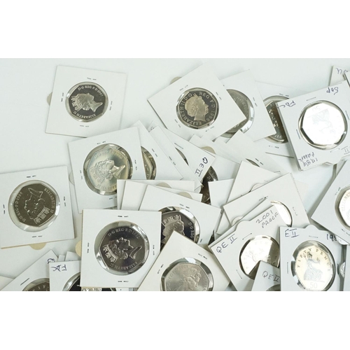 116 - A large collection of United Kingdom mainly uncirculated 50p coins within card coin sleeves.