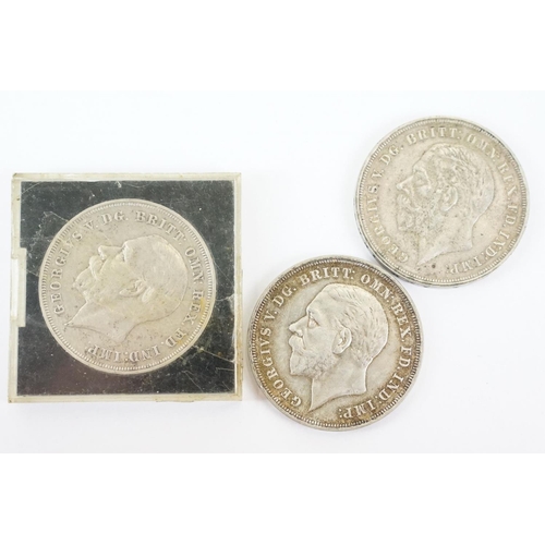 12 - Three British King George V 1935 silver (Rocking Horse) full crown coins.