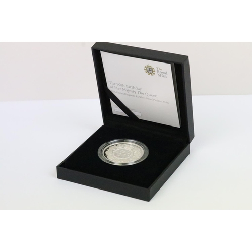 132 - A collection of four Royal Mint Queen Elizabeth II £5 silver proof coins to include 2018, 2016, 2015... 