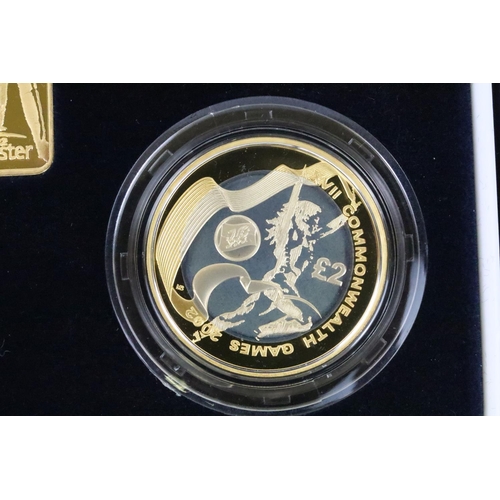 139 - A Royal Mint United Kingdom 2002 Manchester Commonwealth games silver proof four coin set, encapsula... 