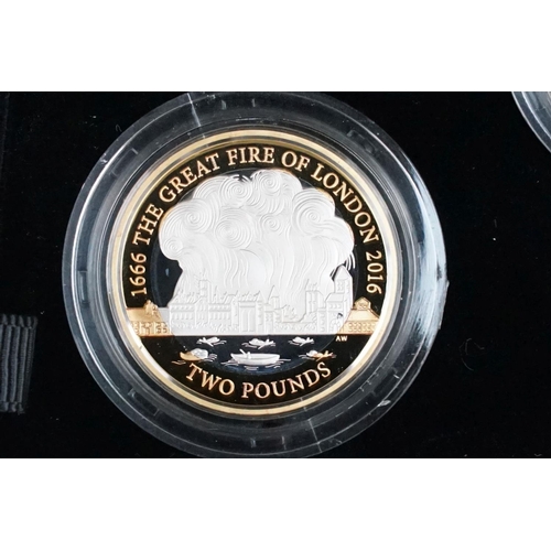 145 - A Royal Mint United Kingdom Queen Elizabeth II 2016 silver proof commemorative coin set, encapsulate... 