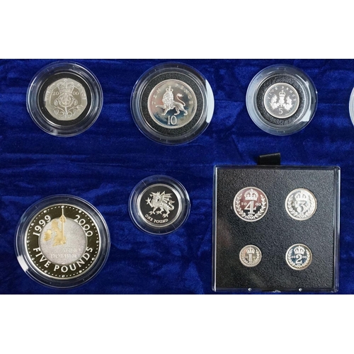 146 - A Royal Mint Queen Elizabeth II United Kingdom 2000 Millennium silver proof coin set, coins encapsul... 