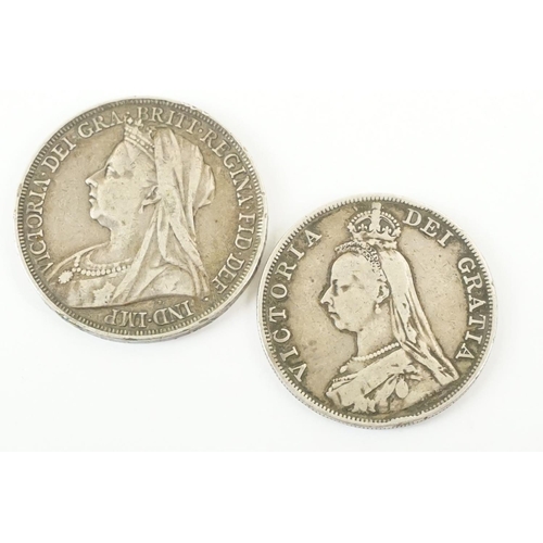 15 - A British Queen Victoria 1889 silver double florin together with a Queen Victoria silver 1897 full c... 