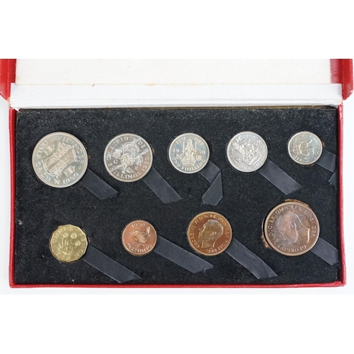 152 - A Royal Mint United Kingdom King George VI 1950 specimen proof coin set, nine coins within red fitte... 