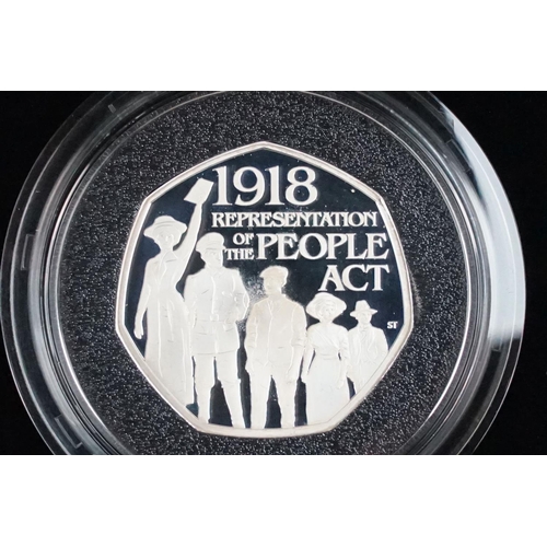 153 - A Royal Mint Queen Elizabeth II 2018 United Kingdom silver proof piedfort commemorative coin set, co... 