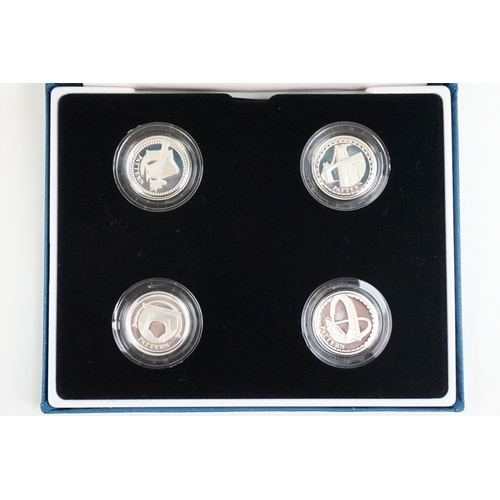 159 - A Royal Mint Queen Elizabeth II United Kingdom 2003 silver proof £1 four coin set, encapsulated with... 