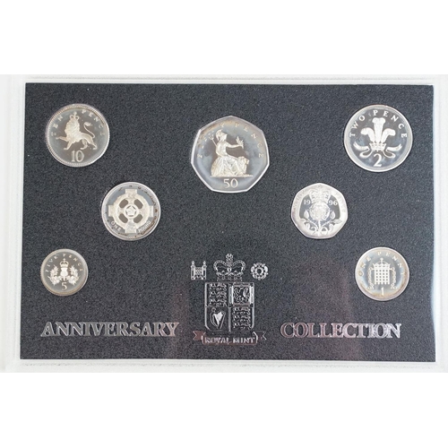 160 - A Royal Mint Queen Elizabeth II United Kingdom 1996 silver proof coin anniversary collection, encaps... 