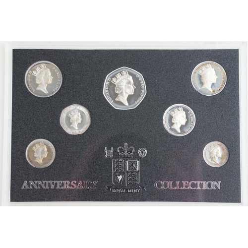 160 - A Royal Mint Queen Elizabeth II United Kingdom 1996 silver proof coin anniversary collection, encaps... 