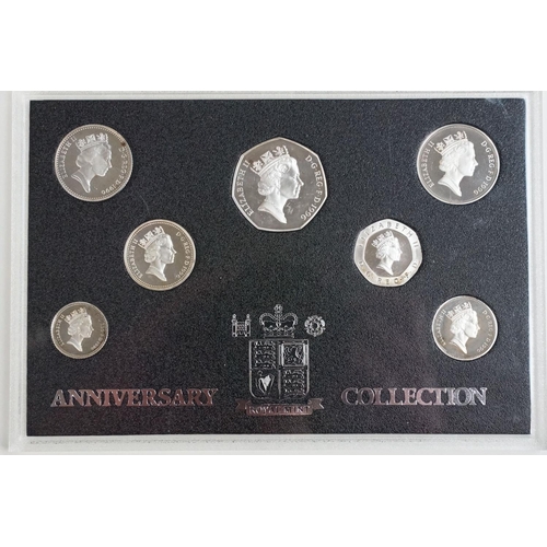 161 - A Royal Mint Queen Elizabeth II United Kingdom 1996 silver proof coin anniversary collection, encaps... 