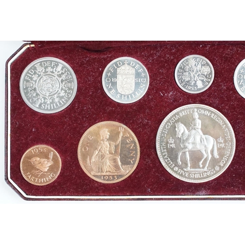 165 - A Royal Mint Queen Elizabeth II United Kingdom 1953 specimen proof ten coin set within fitted displa... 