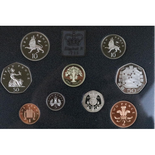 167 - A collection of six Royal Mint United Kingdom annual coin proof year sets to include 1991, 1992, 199... 