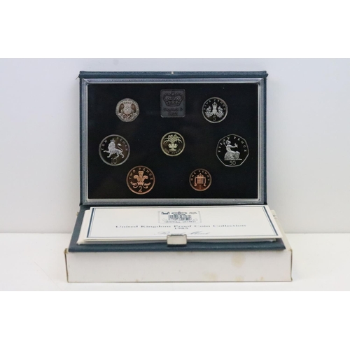 169 - A collection of six Royal Mint United Kingdom annual coin proof year sets to include 1997, 1998, 199... 