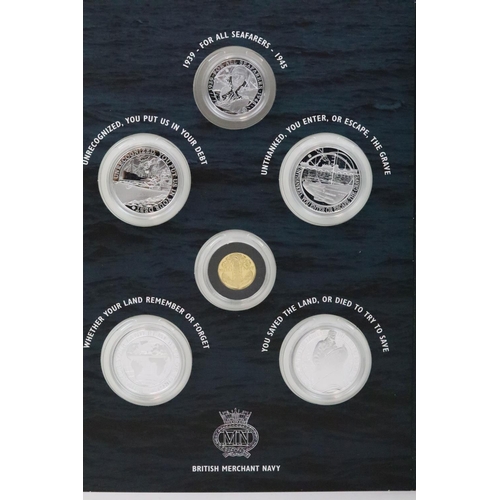 170 - A London Mint office 'The Battle of the Atlantic 1939-1945' coin set to include five fine silver coi... 