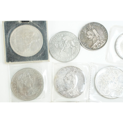 178 - A collection of pre decimal silver full crown coins to include Queen Victoria and King Edward VII ex... 