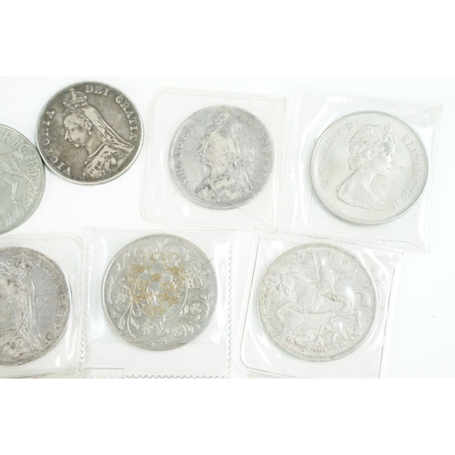 178 - A collection of pre decimal silver full crown coins to include Queen Victoria and King Edward VII ex... 