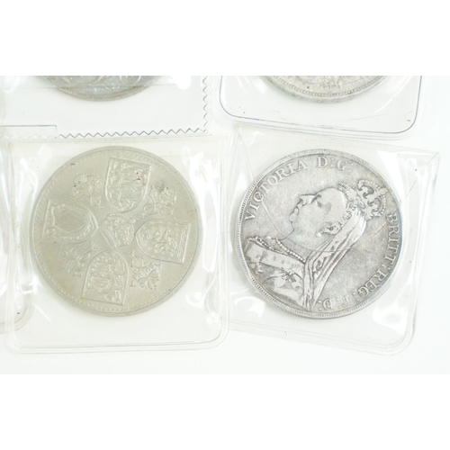 178 - A collection of pre decimal silver full crown coins to include Queen Victoria and King Edward VII ex... 