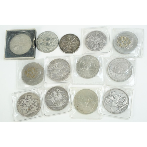 178 - A collection of pre decimal silver full crown coins to include Queen Victoria and King Edward VII ex... 