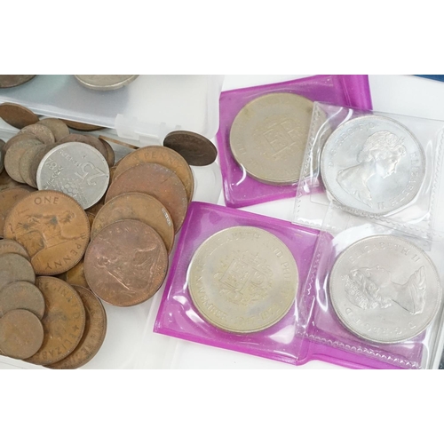 179 - A collection of British and world coins to include British pre decimal and some silver examples.