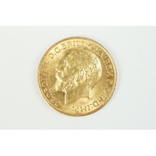 182 - A United Kingdom King George V 1913 gold full sovereign coin.