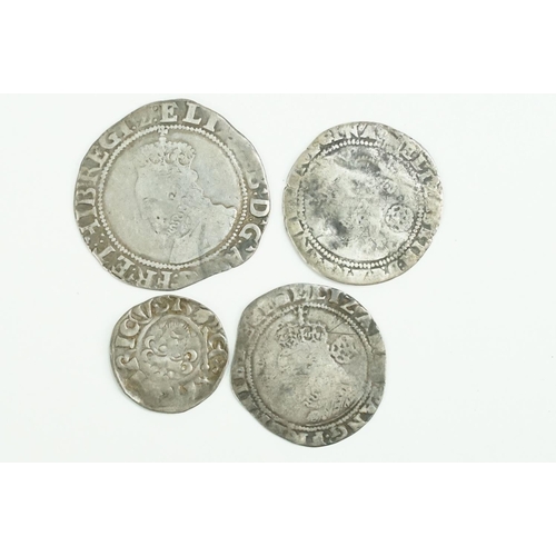 188 - A small collection of four British silver hammered coins to include Queen Elizabeth I examples.