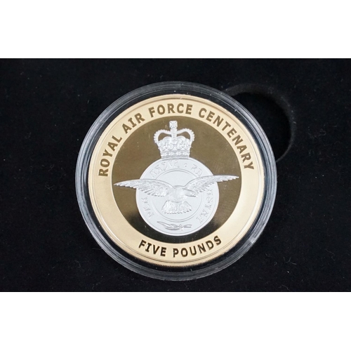 196 - A 2018 Royal Air Force / RAF Centenary gold proof £5 coin, encapsulated within fitted display case a... 