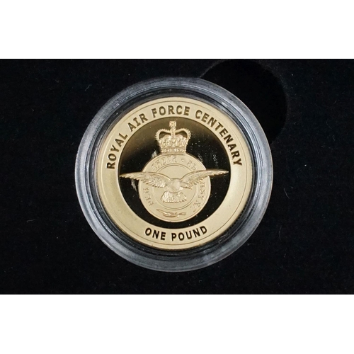 198 - A 2018 Royal Air Force / RAF Centenary gold proof £1 coin, encapsulated within fitted display case a... 