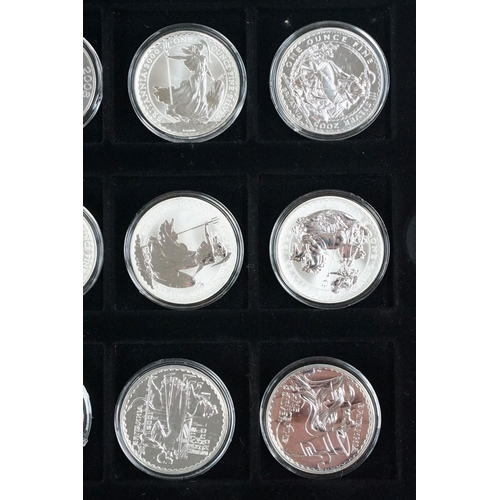 203 - A collection of twelve Royal Mint Queen Elizabeth II United Kingdom fine silver proof 1oz Britannia ... 