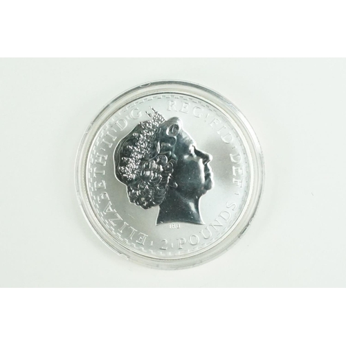 204 - Two Royal Mint United Kingdom Queen Elizabeth II fine silver 1oz 2006 Britannia coins to include a s... 