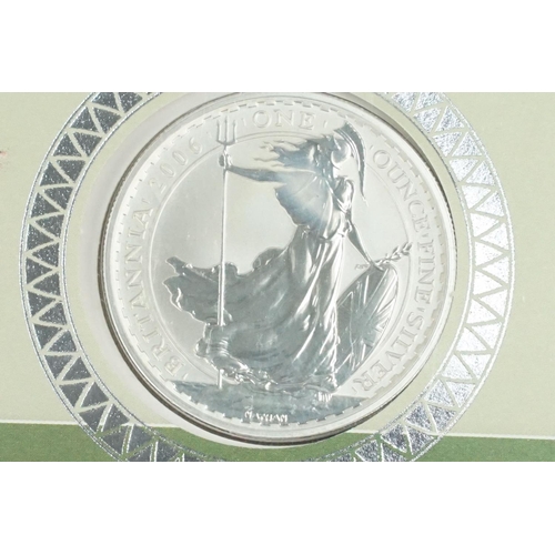 204 - Two Royal Mint United Kingdom Queen Elizabeth II fine silver 1oz 2006 Britannia coins to include a s... 