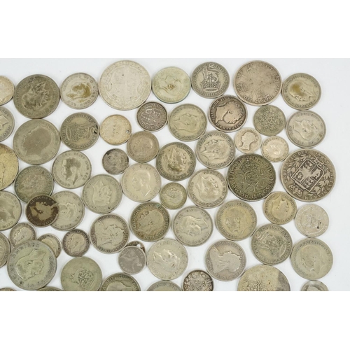 21 - A large collection of British pre decimal pre 1947 and pre 1920 silver coins to include half crowns,... 