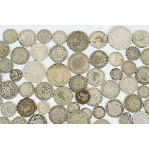 21 - A large collection of British pre decimal pre 1947 and pre 1920 silver coins to include half crowns,... 